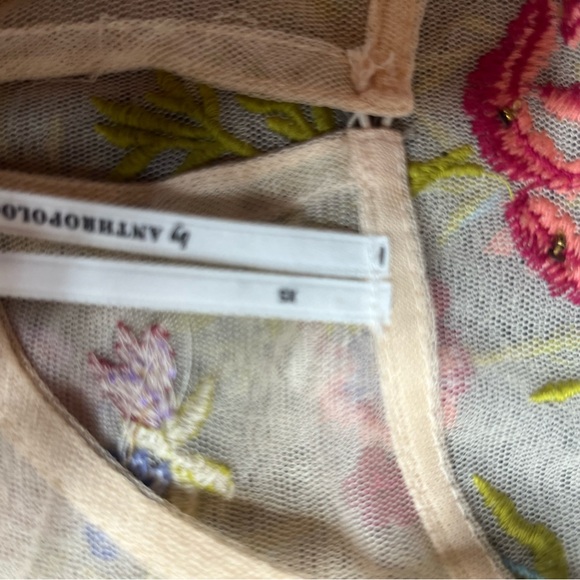 Anthropologie Layla Floral Embroidered Sheer Mesh Top - Picture 8 of 8